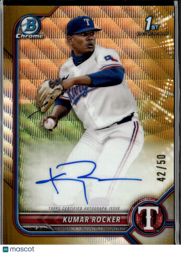 2022 Bowman Chrome Kumar Rocker #CDA-KR Gold Wave Refractor /50