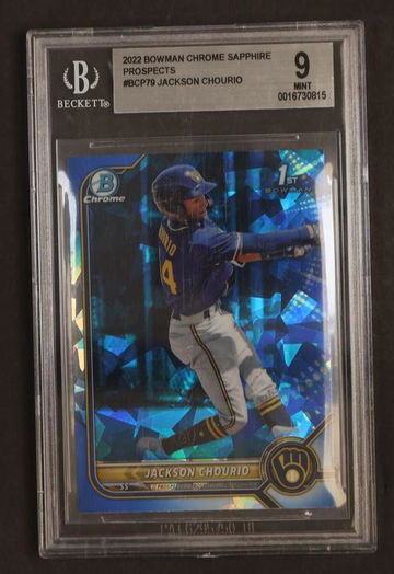 2022 Bowman Chrome Sapphire Prospect Jackson Chourio #BCP79 BGS 9