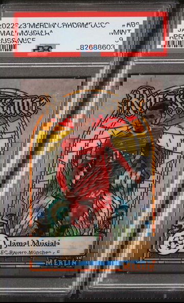 2022-23 Topps Merlin Chrome Jamal Musiala Renaissance RC FC Bayern Munchen PSA 9