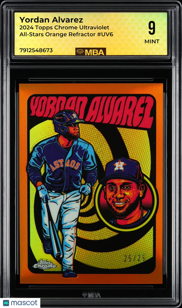 2024 Topps Chrome Ultraviolet All-Stars Yordan Alvarez #UV6 Orange Refractor /25 MBA 9