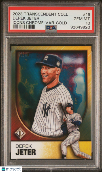2023 Topps Transcendent Collection Transcendent Icons Chrome Derek Jeter #16 Var Gold /10 PSA 10