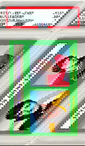 1973 O-Pee-Chee OPC Goals Leaders #133 Phil Esposito PSA 7 P1316