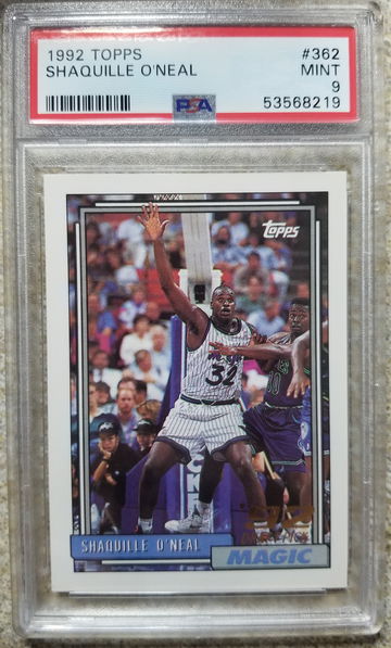 Shaquille o'neal 1992 topps rookie card psa Mint 9