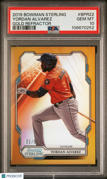 2019 Bowman Sterling Yordan Alvarez #BPR22 Gold Refractor /50 PSA 10