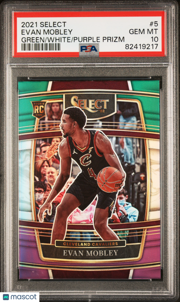 2021 Panini Select Evan Mobley #5 Green White Purple Prizm PSA 10