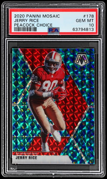 2020 Panini Mosaic Jerry Rice Choice Peacock PSA 10