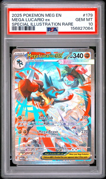 2025 Pokemon Mega Evolution Special Illustration Rare Mega Lucario Ex #179 PSA 10