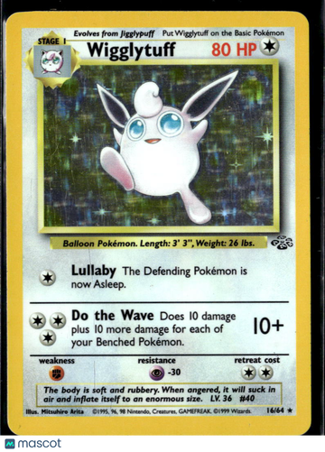 1999 Jungle Wigglytuff Holo Rare #16/64