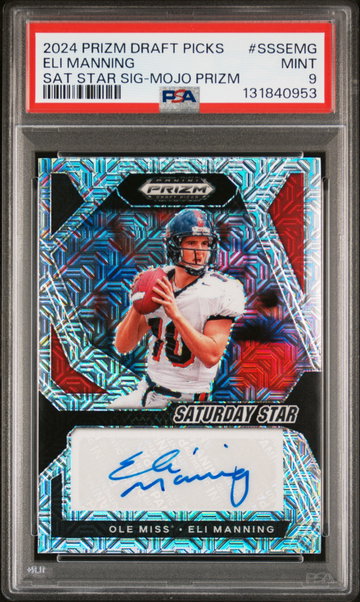 2024 Panini Prizm Draft Picks Saturday Star Signatures Mojo Prizm Eli Manning #SSSEMG /25 PSA 9