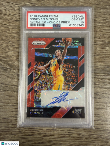 2018 Panini Prizm Sensational Signatures Donovan Mitchell #SSDML Snstnl. SIG Choice PSA 10