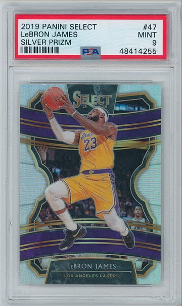 (Small Crack) - 2019 Panini Select #47 Lebron James - Silver Prizm | PSA 9 | Lakers 