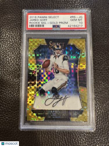 2016 Panini Select Jared Goff Rookie GOLD AUTOGRAPH Prizm # /10 PSA 10 POP 1