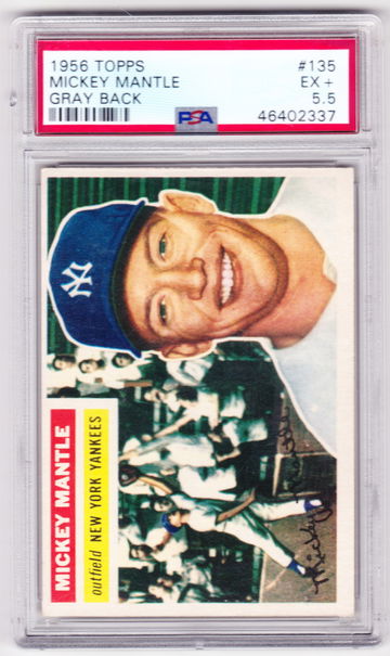 1956 topps Mickey mantle psa 5.5 New Label triple crown 3xMVP 7Xws champ