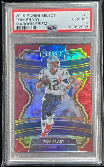 2019 Panini Select #1 Tom Brady Ruby Red Maroon Prizm #/149 PSA 10 GEM MINT