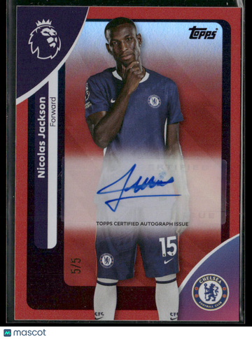 2025-26 Topps Premier League Nicolas Jackson #AC-NJ Red Rainbow /5 Auto Topps