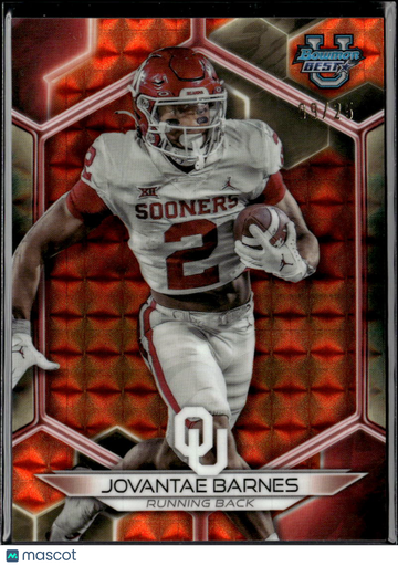 Jovantae Barnes 2023 Bowman University Best Red Lava Refractor /95 Oklahoma Sooners