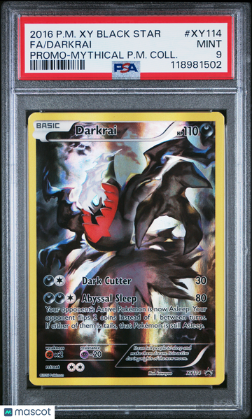 2016 Pokemon Xy Black Star Promo Darkrai Promo-Mythical P.M. Coll. Fa PSA 9 #XY114