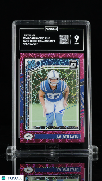 2024 Donruss Optic Rated Rookie Laiatu Latu #267 Pink Velocity /50 Rookie TAG 9