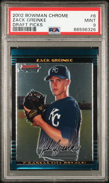 2002 BOWMAN CHROME DRAFT PICKS RC ZACK GREINKE PSA 9