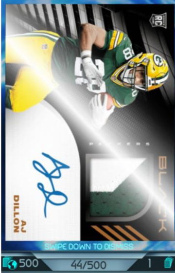 2020 Black Gold Panini Blitz RPA AJ Dillon /500