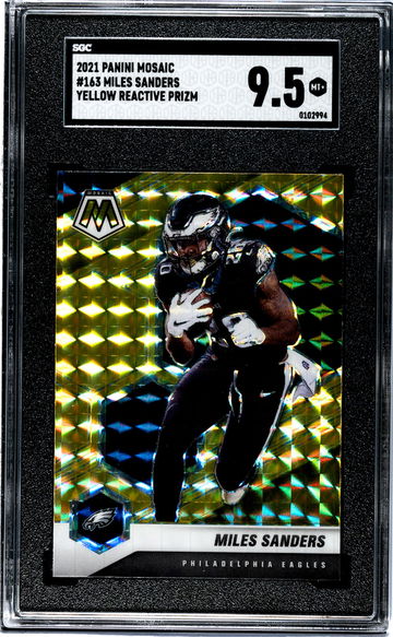 2021 Panini Mosaic #163 Miles Sanders Yellow Reactive Prizm SGC 9.5