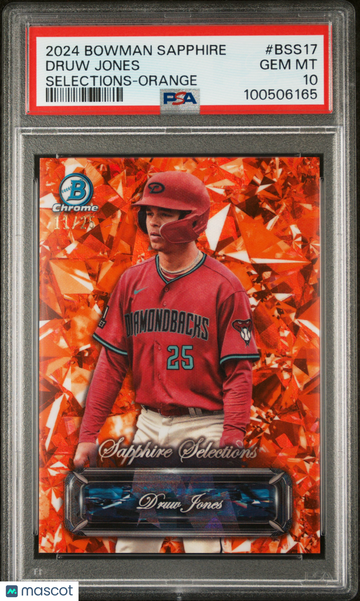 2024 Bowman Sapphire Edition Sapphire Selections Druw Jones #BSS17 Orange /25 PSA 10