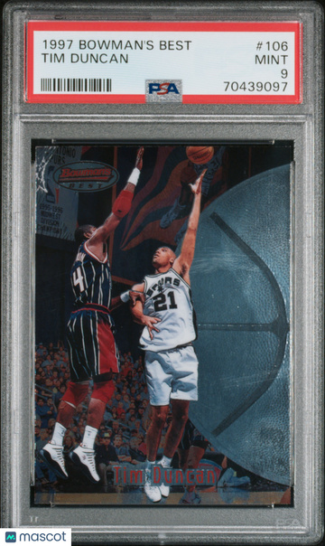 Tim Duncan 1997 Bowman's Best #106 San Antonio Spurs Rookie RC - PSA 9