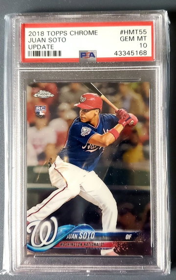2018 Topps Chrome Update Juan Soto PSA 10 #HMT55 ROOKIE CARD RC