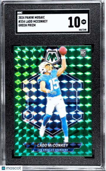 2024 Panini Mosaic Ladd McConkey #334 Mosaic Green SGC 10