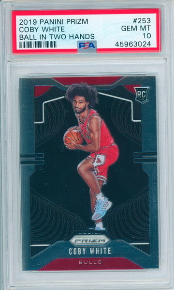 Coby White 2019 Prizm Variation Rookie - Ball in Two Hands (Slab #3024)
