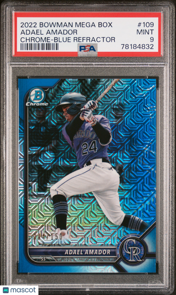 2022 Bowman Mega Box Chrome Adael Amador #109 Blue Refractor /150 PSA 9