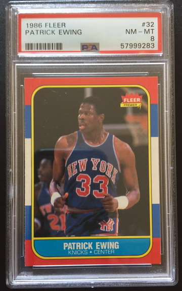 1986 Fleer Patrick Ewing #32 RC HOF PSA-8 NM-MT