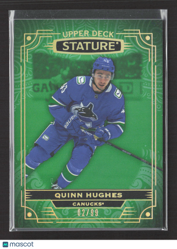 2022 Upper Deck Stature Quinn Hughes #81 Green 02/99