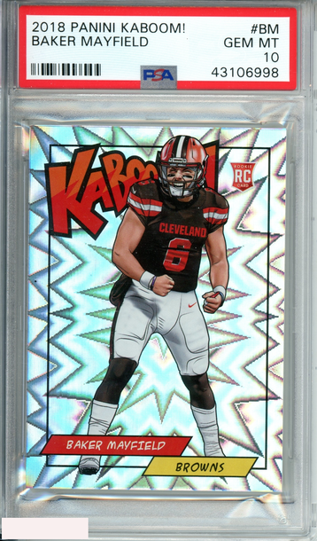 2018 PANINI KABOOM! BAKER MAYFIELD #BM BROWNS ROOKIE RC LOW POP!  PSA 10 GEM MT