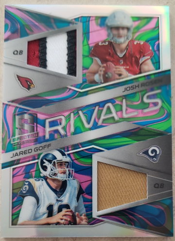 Josh Rosen RC Jared Goff 2018 Spectra Rivals Dual Patch Marble Prizm /4 🏉 SUPER RARE