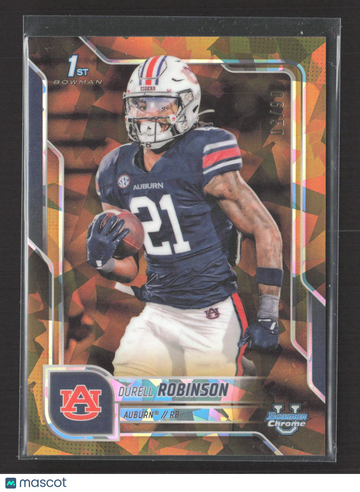 2025 Bowman Chrome University Durell Robinson #147 Orange Sapphire Refractor 9/21.