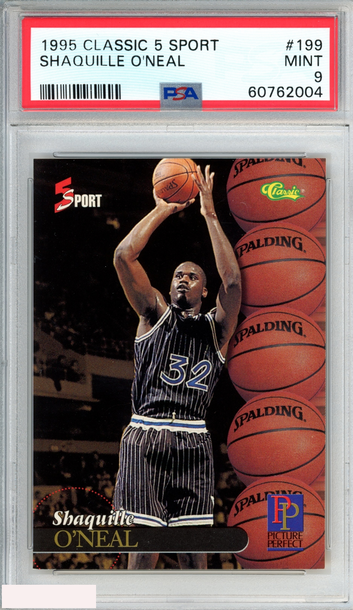1995 CLASSIC 5 SPORT SHAQUILLE ONEAL #199 ORLANDO MAGIC HOF PSA 9 MINT