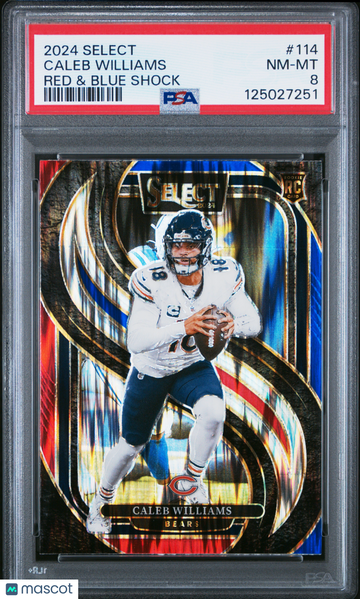 2024 Panini Select Caleb Williams #114 Red & Blue Shock PSA 8