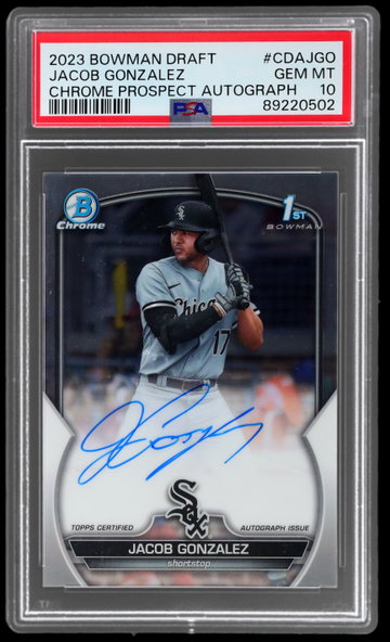 2023 Bowman Draft Jacob Gonzalez Chrome Prospect Autograph PSA 10