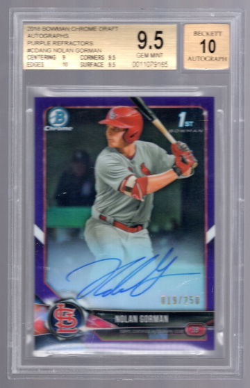 Nolan Gorman 2018 Bowman Purple Refactor Auto