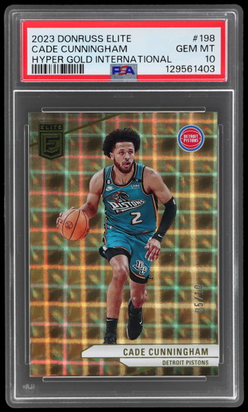 2023 Panini Donruss Elite Cade Cunningham Hyper Gold International PSA 10