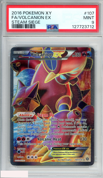 2016 POKEMON XY STEAM SIEGE FA VOLCANION EX #107 PSA 9 MINT
