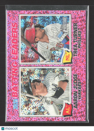 2025 Topps Heritage Trea Turner Aaron Judge #1 Pink Speckle