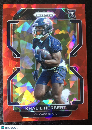 Khalil Herbert 2021 Panini Prizm #425 Red Ice Parallel Rookie Card Chicago Bears