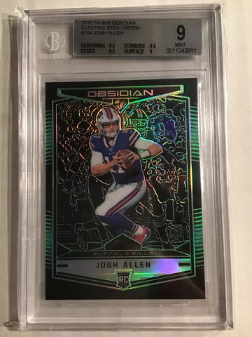 2018 Panini Obsidian Electric Etch Green #104 JOSH ALLEN RC #'d /25 BGS 9