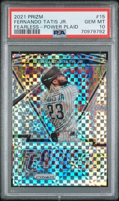 2021 PANINI PRIZM FERNANDO TATIS JR FEARLESS POWER PLAID PSA 10