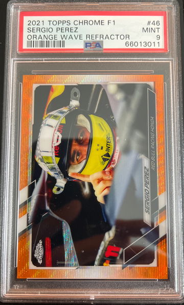 2021 Topps Chrome Sergio Perez F1 Orange Wave /25 - PSA 9