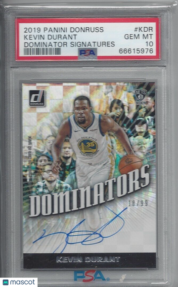 2019 Panini Donruss Dominator Signatures Kevin Durant #KDR PSA 10