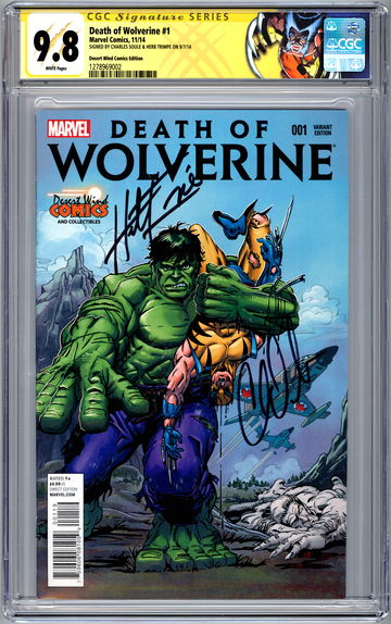 DEATH OF WOLVERINE #1 CGC-SS 9.8 HERB TRIMPE VARIANT SIG 2X TRIMPE & SOULE 2014