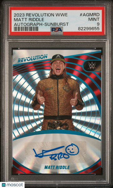 2023 Panini Revolution WWE Autograph Matt Riddle #AGMRD Autograph Sunburst PSA 9